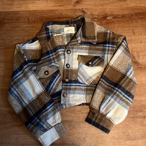 HYFVE Plaid Jacket in Brown, Blue, and Cream